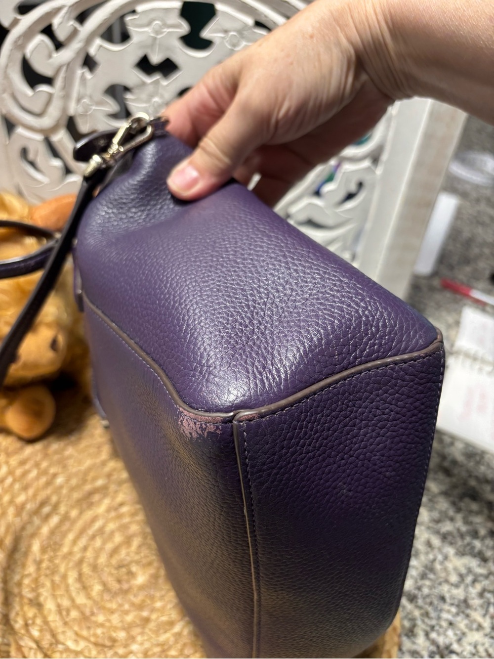 kate spade Purple Pebbled Leather Satchel with Removable Strap - Picture 3 of 11